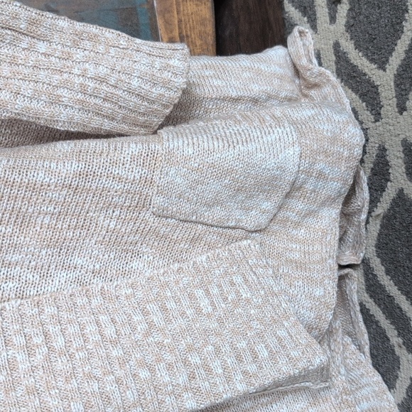 NWT Love Stitch Knitted Draped Lapel Open Cardigan in Tan / White - One Size - Picture 3 of 7